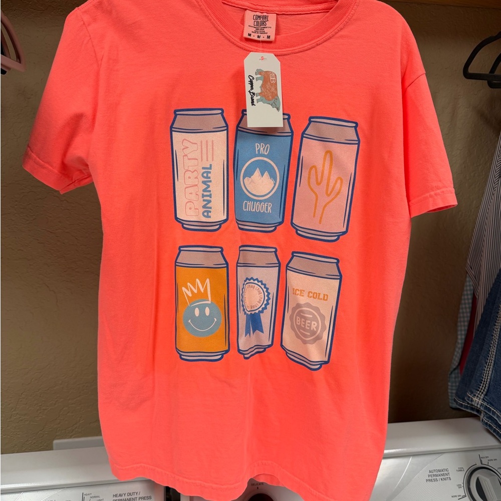 Comfort Colors Coral Tee with Can Graphics